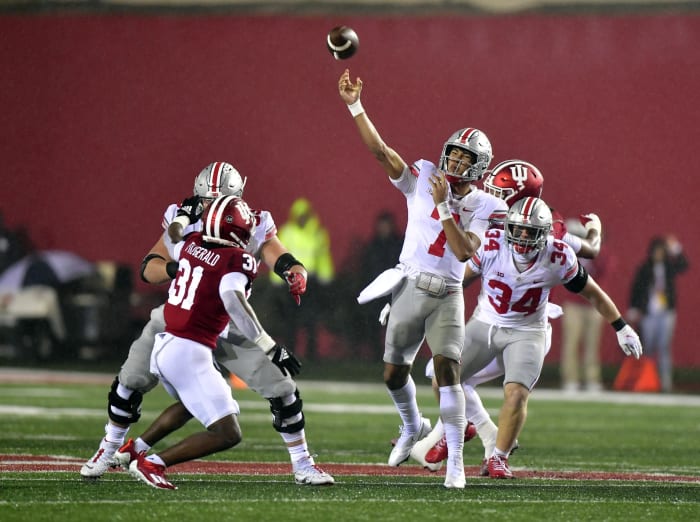 Ohio State QB C.J. Stroud throws pass